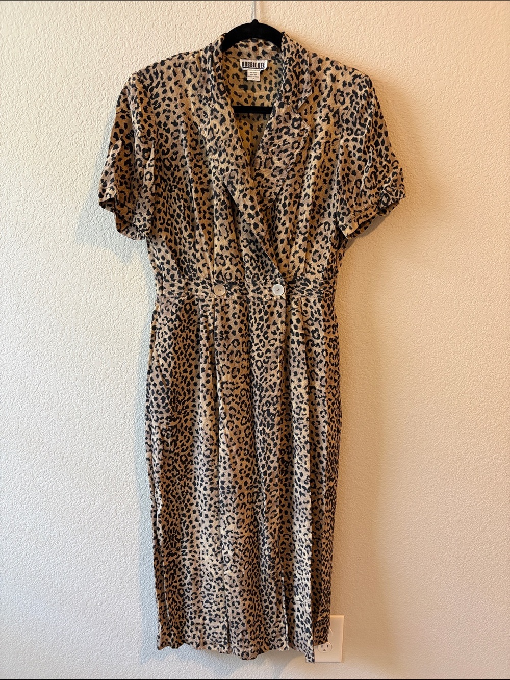 Robbie Bee Leopard-Print Midi Dress in Tan and Black